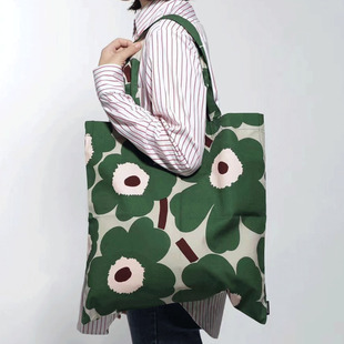 芬兰新款花Marimekko女士单肩帆布包大容量环保手提购物袋多功能