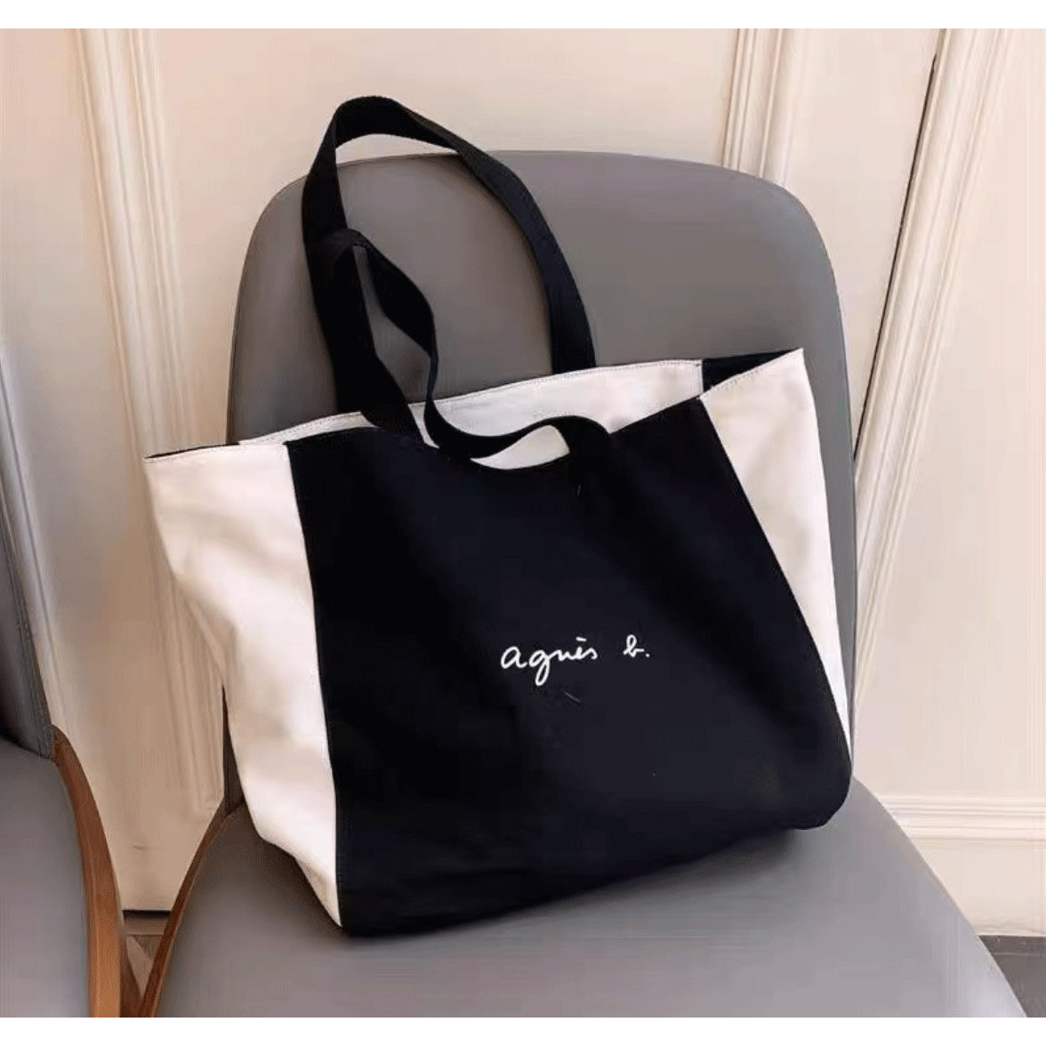 日本潮牌agnes双面时尚字母印花大容量单肩手提斜挎购物帆布包女,箱包皮具/热销女包/男包,时尚帆布包,淘宝优惠券,粉丝福利购,淘宝优惠卷
