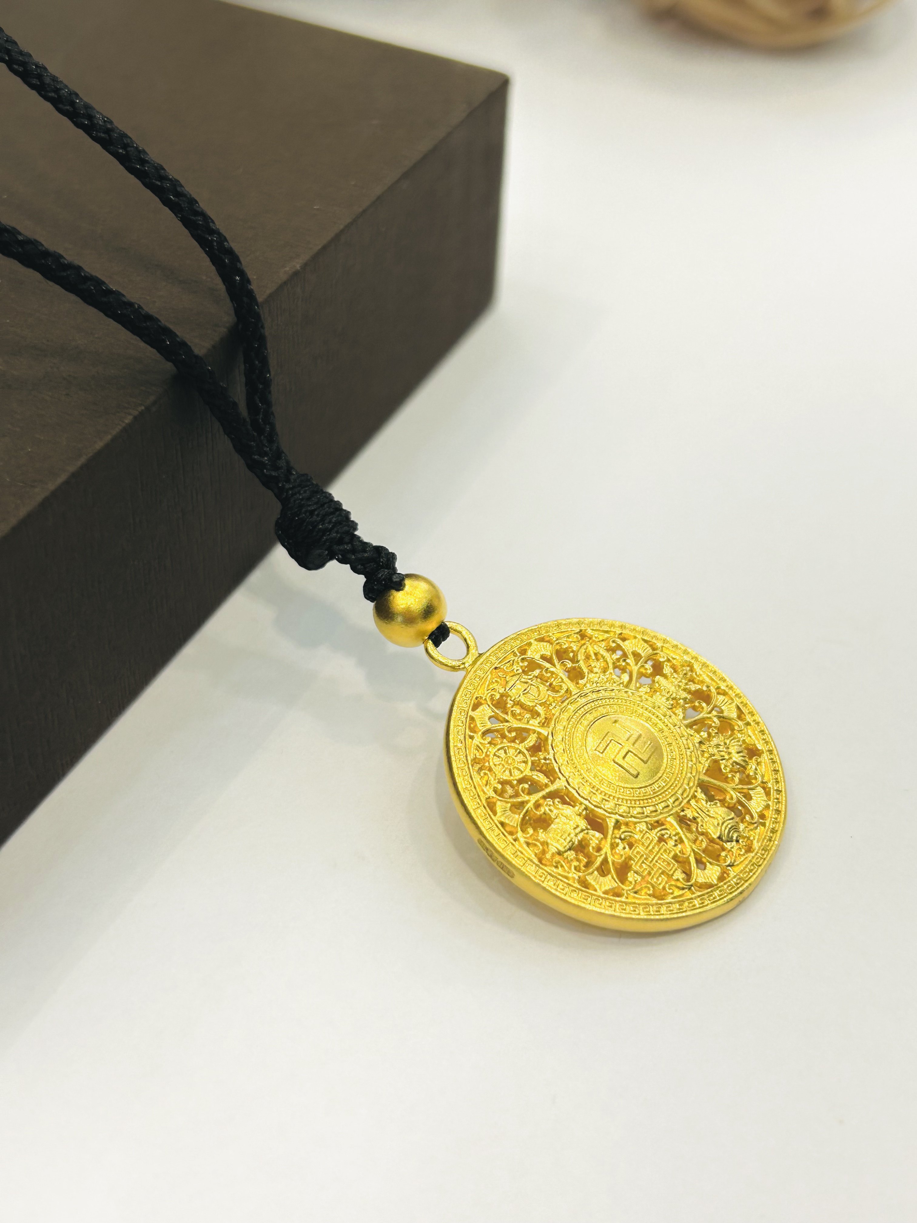古法黄金八宝罗盘吊坠