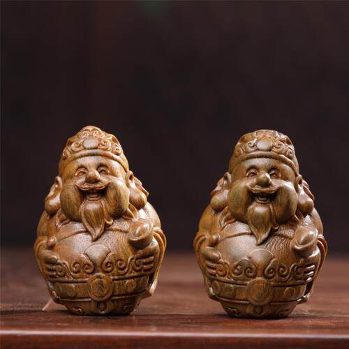 绿檀 摆件手把件木雕文玩元宝雕刻 配件趣味饰品