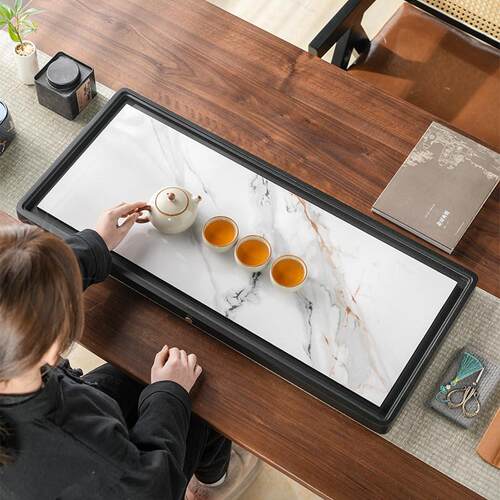 整块天然乌金石茶盘高端轻奢新中式岩板奢石茶盘茶台家用功夫茶具