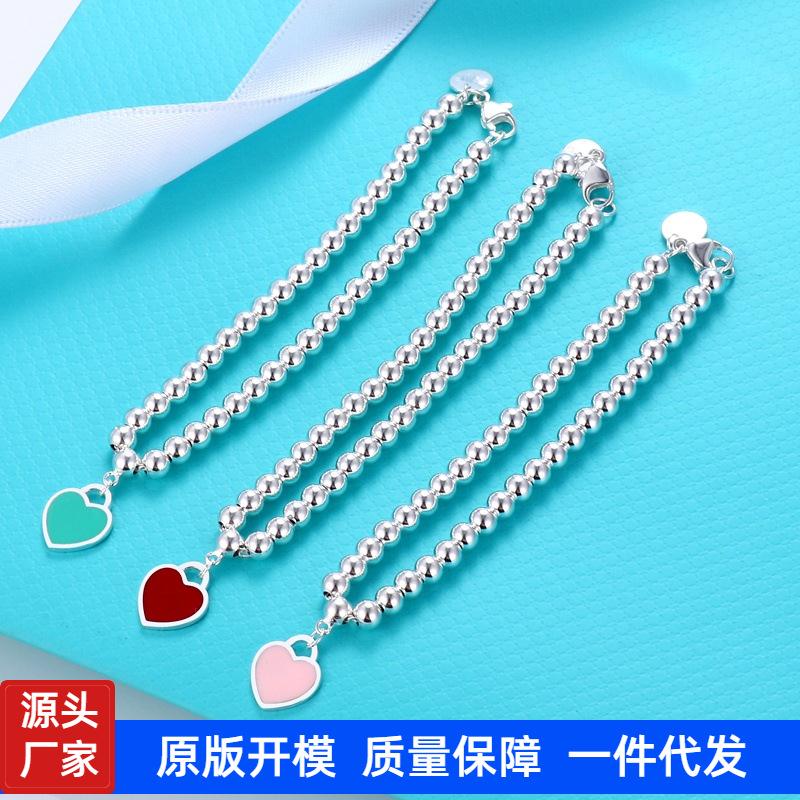 高版本4m珠珐琅爱心手链女t家ins小众设计感欧美跨境佛珠圆珠手串图片