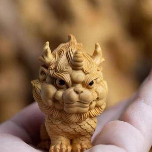 崖柏木雕刻文玩随身手把件麒麟车载办公桌装饰工艺品摆件礼品挂件