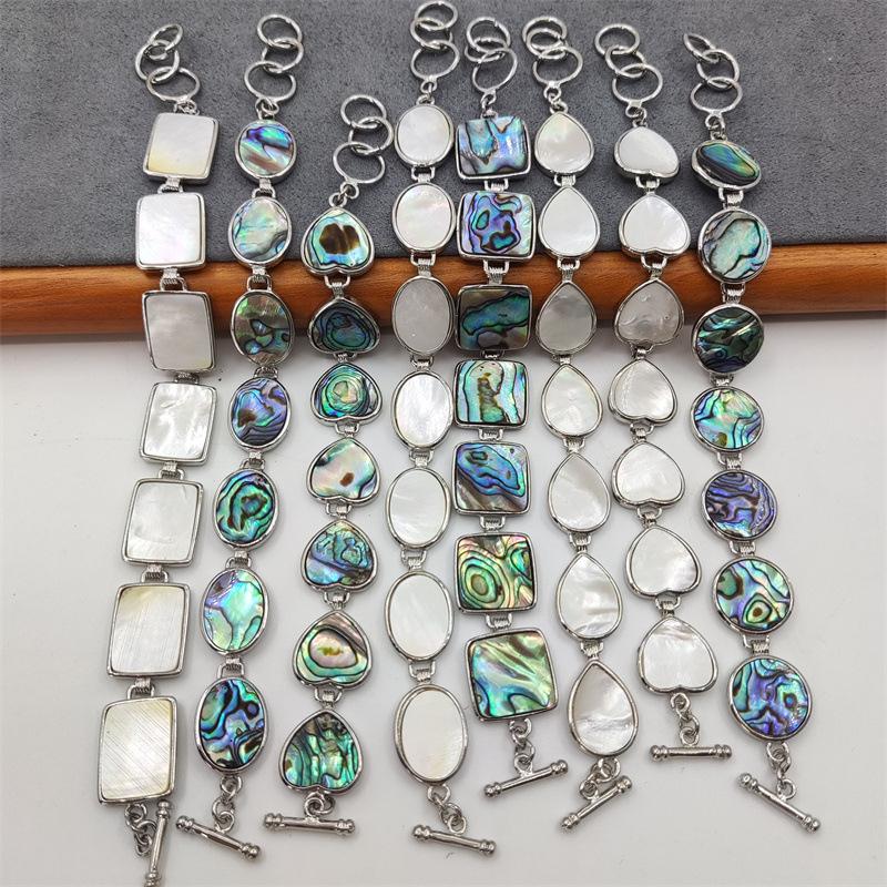 跨境饰品天然 彩贝鲍鱼贝OT扣手链 贝壳欧美饰品白贝 eBay