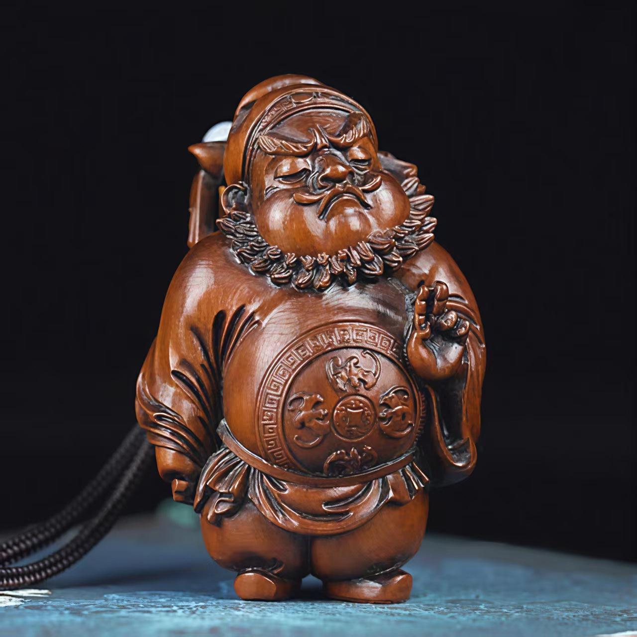 旧藏小叶黄杨木雕送福钟馗人物随身文玩手把件盘玩工艺品实木雕刻