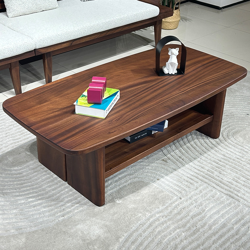 全实木茶几客厅家用现代简约茶台小户型茶桌核桃木长方形2026新款
