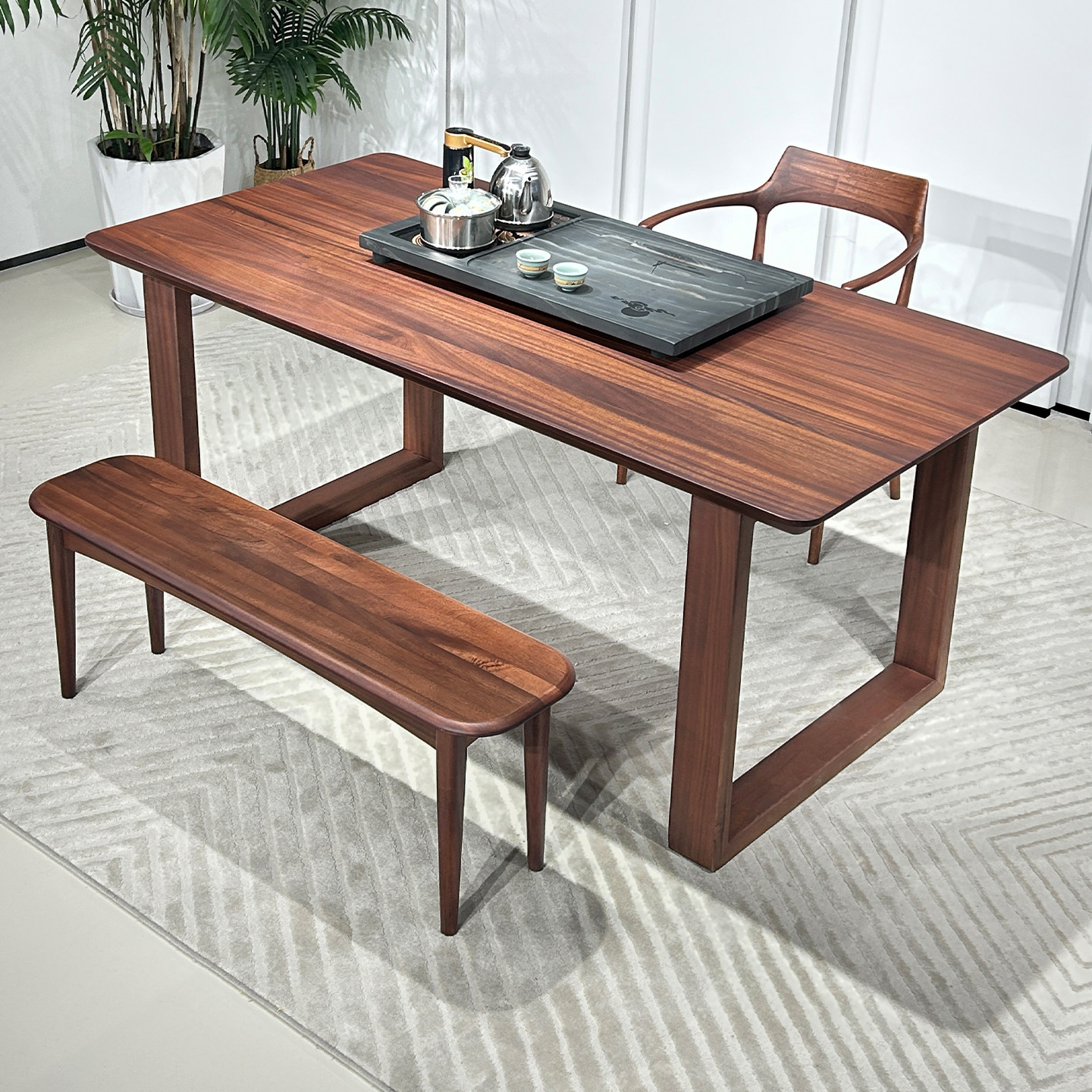 全实木茶桌客厅家用办公室泡茶台椅组合一体大板桌2026新款高端