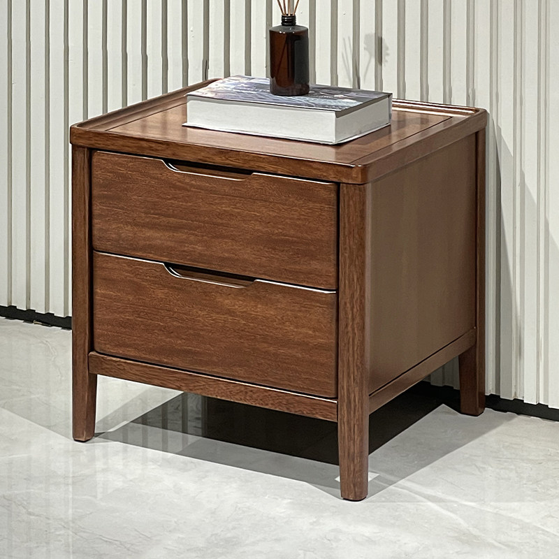 简约现代全实木床头柜胡桃木家具收纳双抽储物边柜卧室小户型