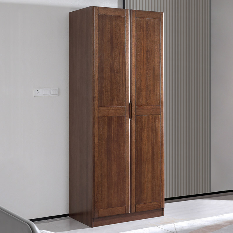 全实木两门衣柜家用卧室小户型胡桃木简约现代组装新款二门衣橱