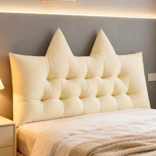 米黄宿舍床上靠背软包卧室榻榻米靠枕沙发飘窗靠垫免洗猫耳软垫