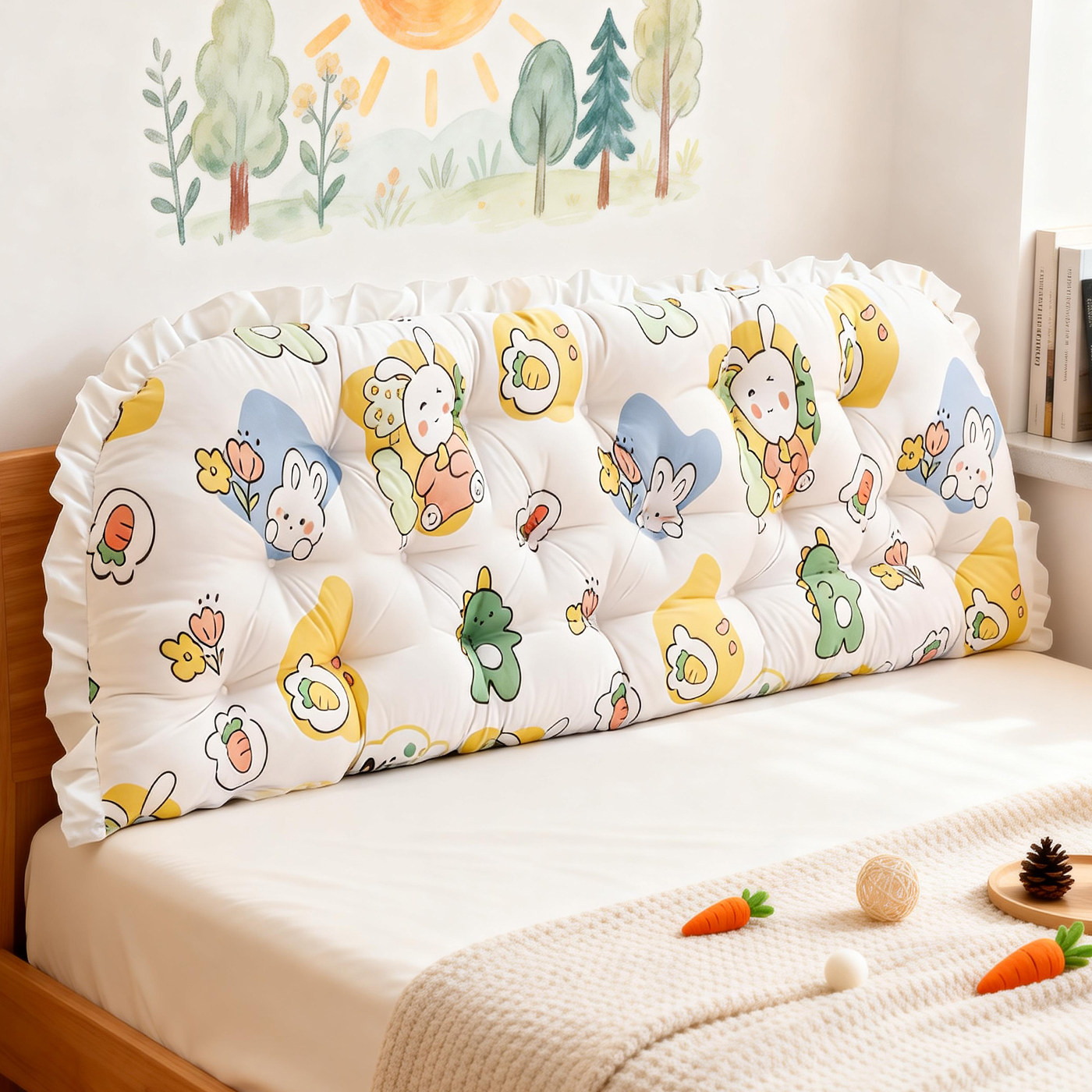 田园风靠枕床头大靠背宿舍床上防撞软包榻榻米软垫客厅长条沙发垫