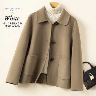 双面羊绒大衣女短款宽松毛呢外套