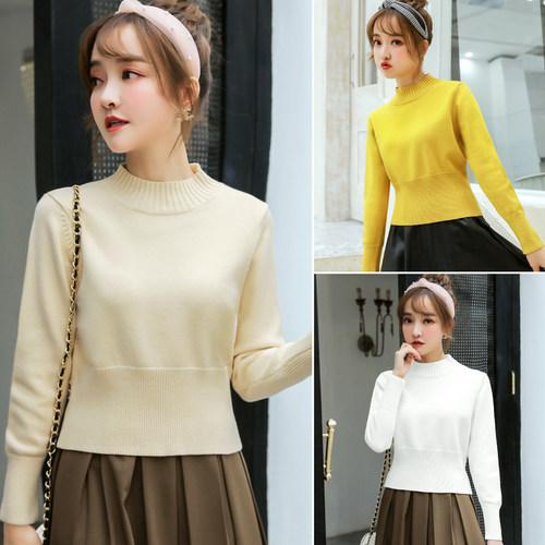 半高领毛衣女内搭冬季短款打底衫
