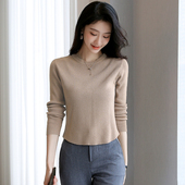 小个子针织上衣内搭打底衫 气质短款 2025新款 套头修身 毛衣女装 秋季