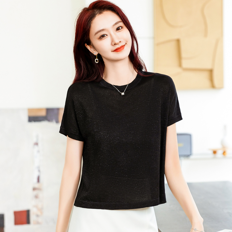 冰丝短袖t恤女短款夏小个子上衣