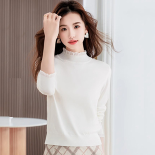 新款 2026春季 女装 小个子短款 薄款 上衣半高领毛衣内搭打底衫 针织衫