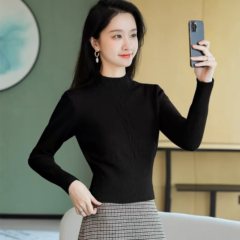 半高领短款毛衣女2025冬新款小个子高腰上衣加厚针织衫内搭打底衫
