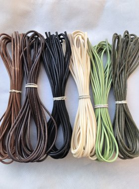 高质感过蜡鞋带黑色轻奢西装鞋圆蜡带马丁备用复古深咖色鞋带