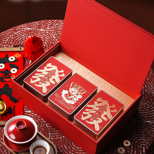 2026新年新款春节茶叶包装礼盒金骏眉大红袍岩茶茶叶礼盒空盒定制