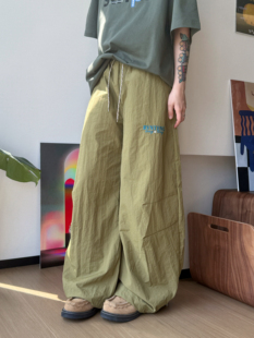 coolfish 夏天穿舒服自在的橄榄绿裤子 速干轻薄机能裤宽松带抽绳