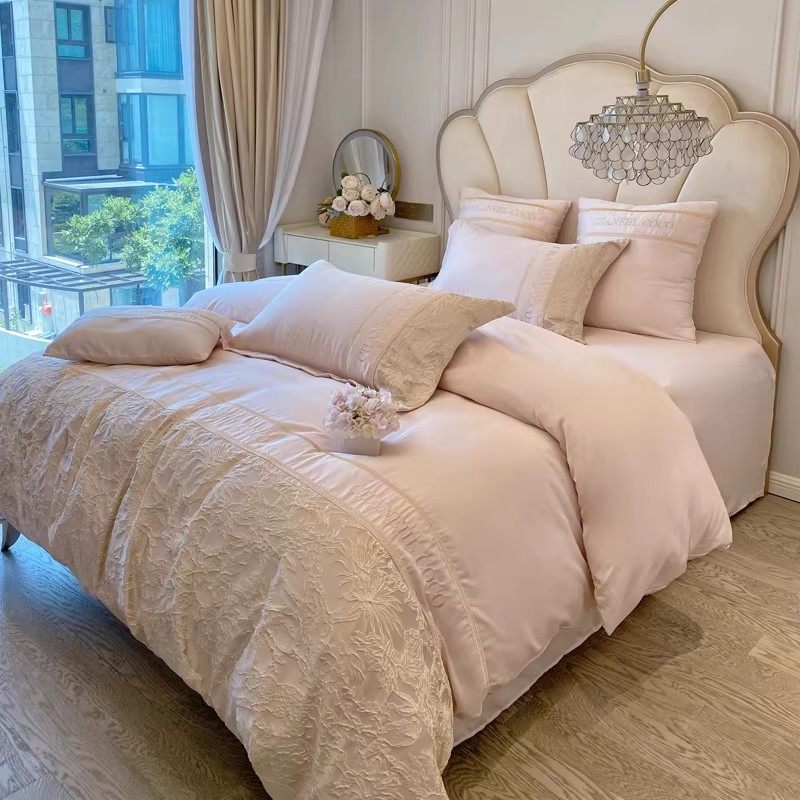轻奢高级感少女公主风长绒棉四件套秋冬加厚提花磨毛纯棉加绒床品