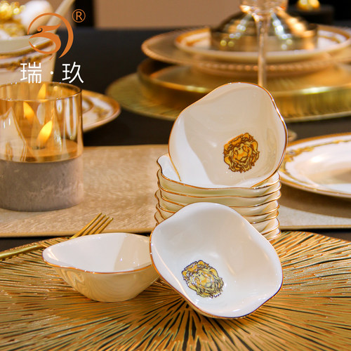 骨瓷描金梅花味碟10个装
