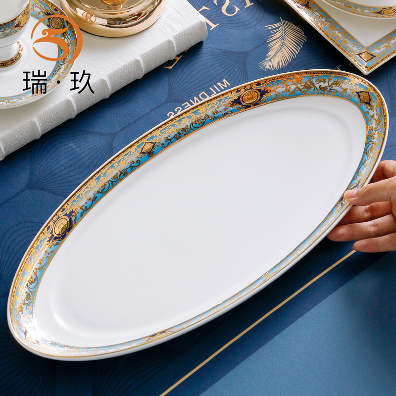骨瓷18英寸加大加长鱼盘
