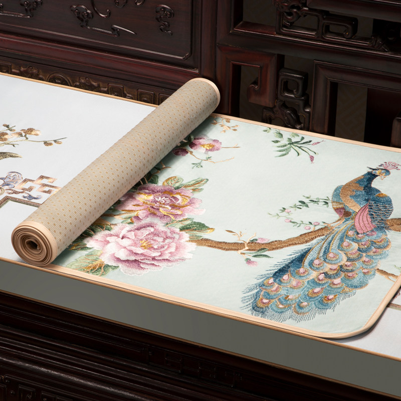 实木沙发坐垫巾新中式罗汉床盖巾四季通用客厅坐垫飘窗薄座垫定制