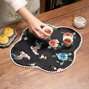 餐垫绒布中式杯垫高级感防滑餐桌垫隔热垫家用茶几垫子可水洗定制