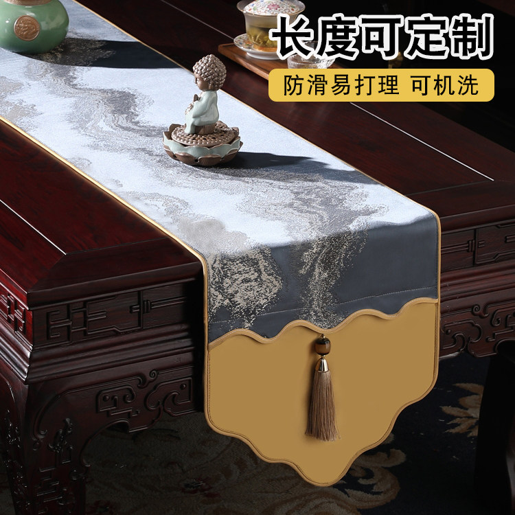 桌旗新中式禅意中国风现代简约高档茶席桌电视柜盖布茶几床旗定制