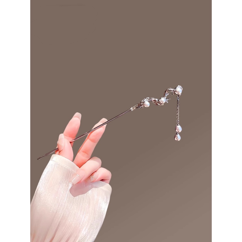新中式珍珠流蘇發簪女現代簡約清