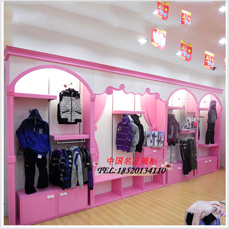 定制欧式木质烤漆童装店展示柜母婴店货柜儿童服装展柜服装店展柜