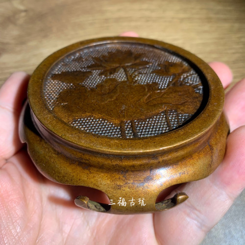 亏钱处理老货实心鎏铜底座鎏铜器茶托全品老物件收藏品