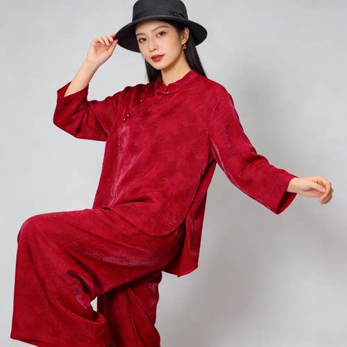新中式立领盘扣女两件套显瘦减龄