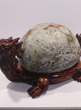 龙龟玛瑙原石红花梨底座厅堂摆件