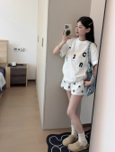 两件套装 短裤 可外穿休闲家居服 学生甜美可爱短袖 睡衣女夏纯棉薄款