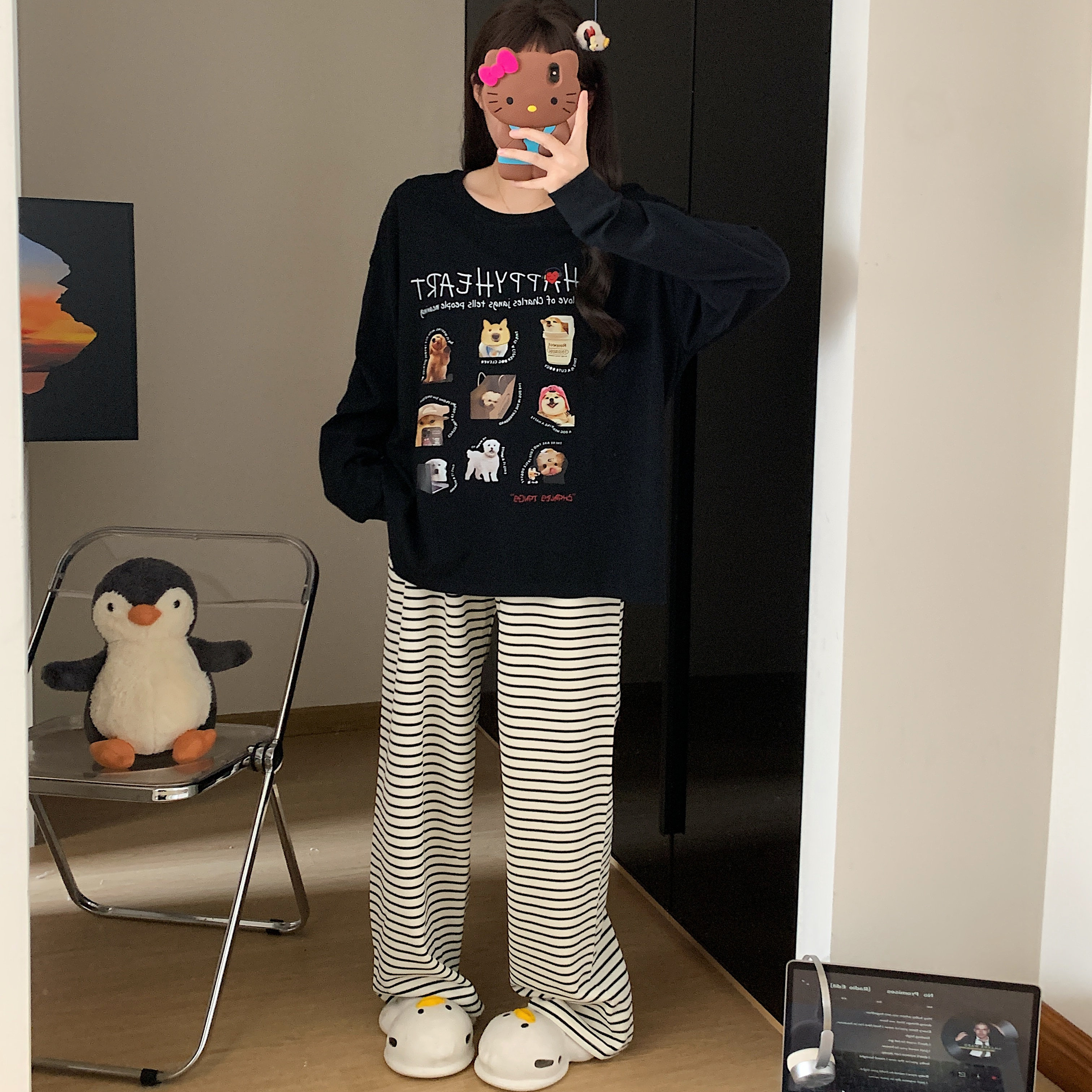 睡衣女春秋款纯棉长袖长裤2025新款超火可外穿宽松学生家居服套装