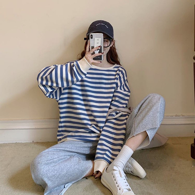 女家居服纯棉长袖长裤可外穿