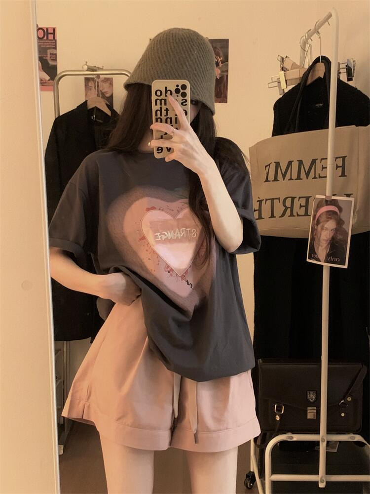 睡衣女夏季纯棉网红ins风运动短袖短裤两件套装可外穿休闲家居服