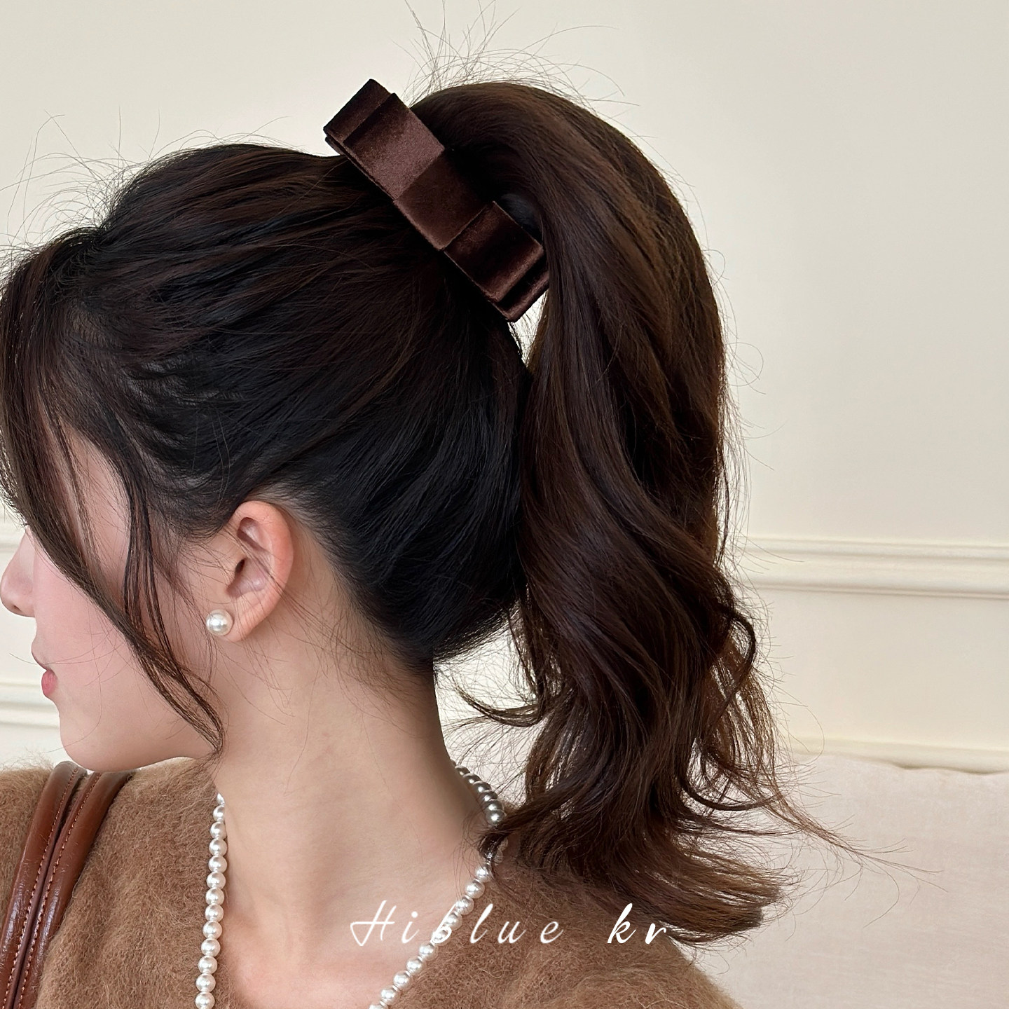 韩系高级感气质香槟色蝴蝶结香蕉夹竖夹扎高马尾头饰气质发夹抓夹