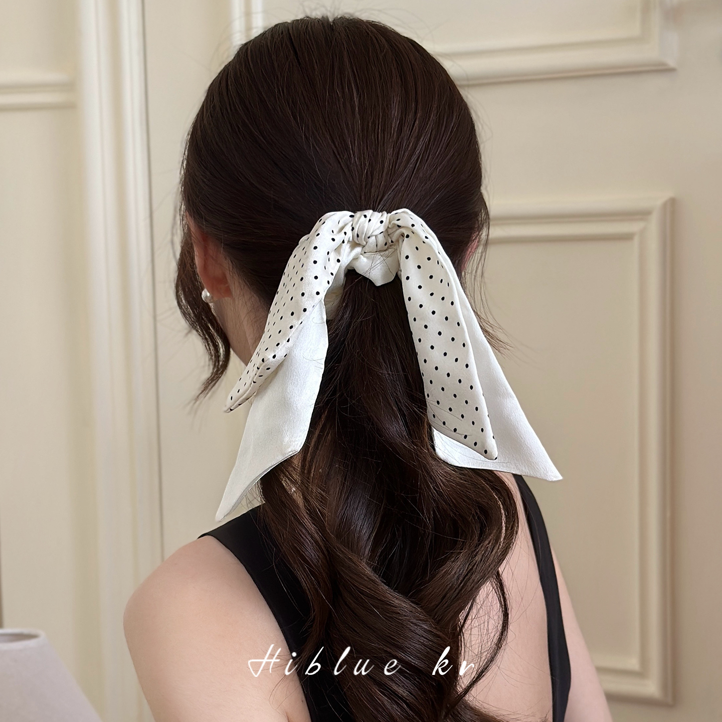 流苏飘带蝴蝶结米白色波点大肠发圈女扎头发绳头绳2026新款高级感