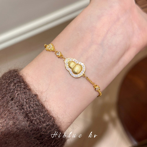 海蓝蓝金色拉丝葫芦锆石手链