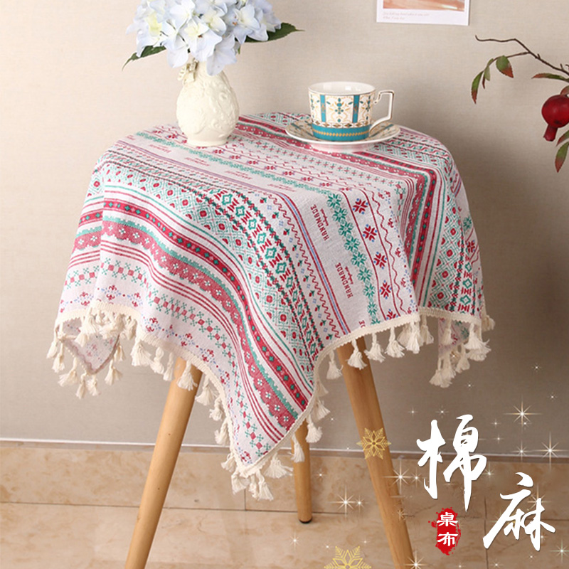 ins桌布棉麻布艺日系网红田园小清新餐桌布长方形茶几台布书桌垫