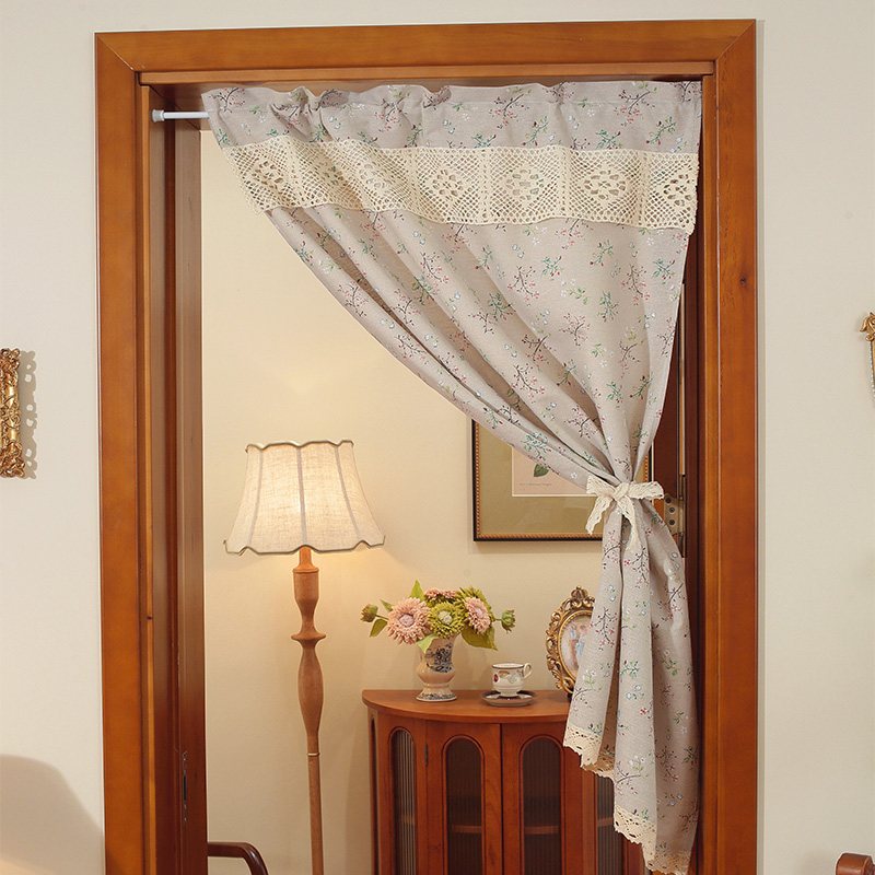 日系网红ins棉麻门帘半帘短帘免打孔隔断帘布艺家用卧室厨房过道
