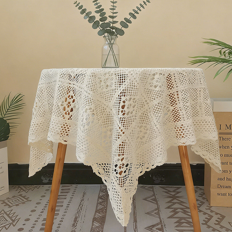 美式复古镂空蕾丝桌布田园风长方形餐桌布茶几小圆桌ins台布拍照