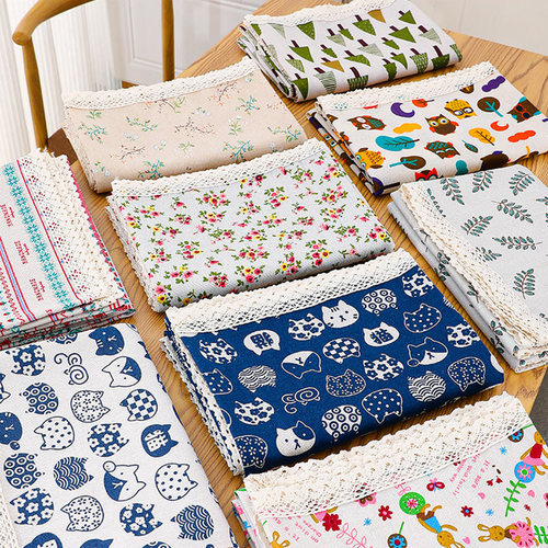 ins棉麻桌布布艺网红格子书桌垫