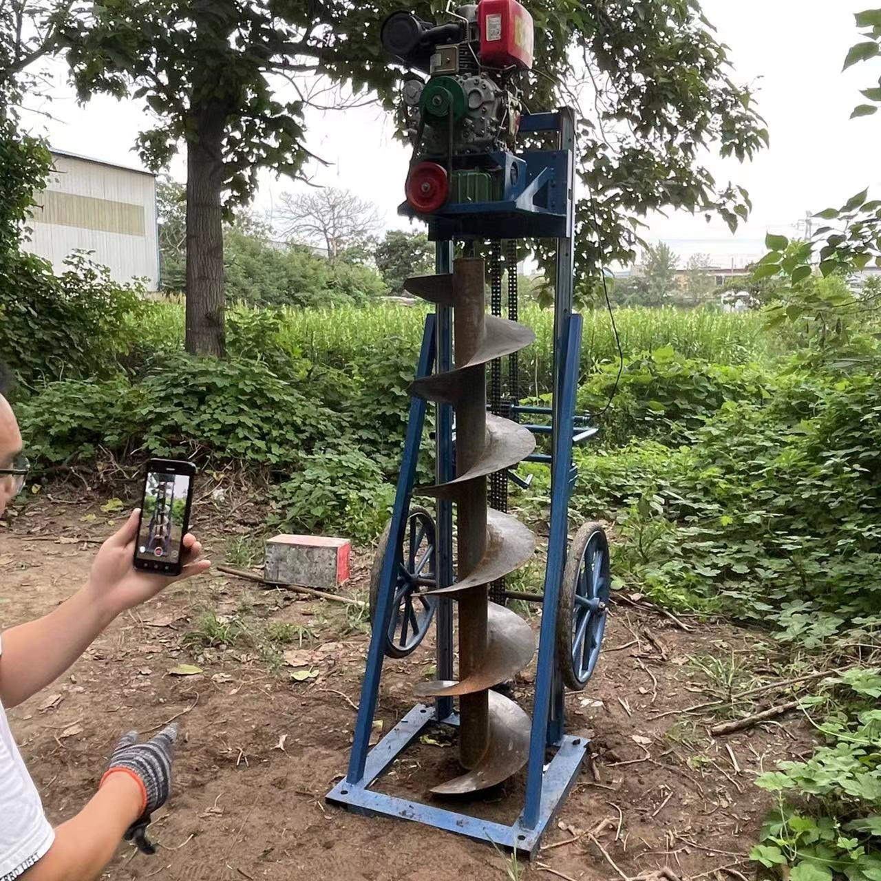 支架电杆挖坑机柴油动力一键启动