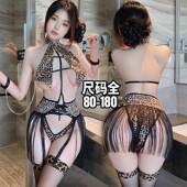 女 纯欲诱惑激情趣情豹纹吊带睡裙套装 大码 胖mm性感内衣女2025新款