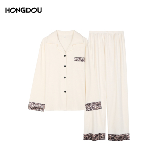 情侣款 H5N7743 豹纹简约睡衣家居服套装