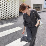 深灰色卫衣运动套装女秋季2024新款韩系显瘦松弛感休闲长裤两件套，女装套装/套裙，浙宝113